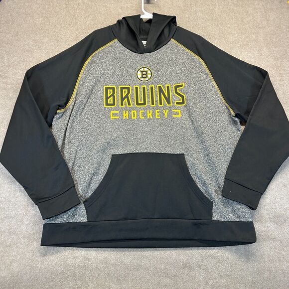 Boston Bruins Hoodie Men's 2XL Pullover Gray Black Raglan Fanatics - Picture 1 of 10